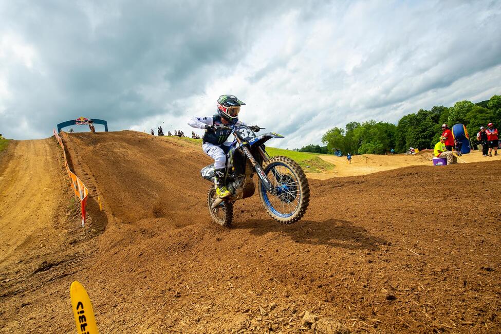 Justin Cooper won his first moto of the season to secure his third straight podium finish.Photo: Align Media